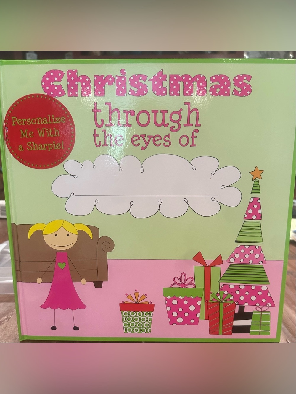 Christmas Through the Eyes of Kids Personalized Keepsake Book - Pink & Green